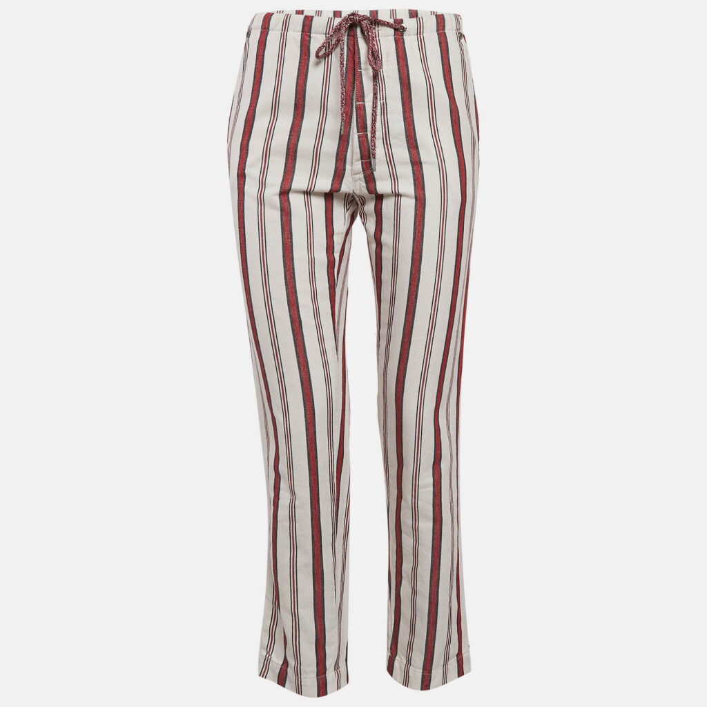 Zadig & Voltaire Cream Striped Cotton Raye Trousers S