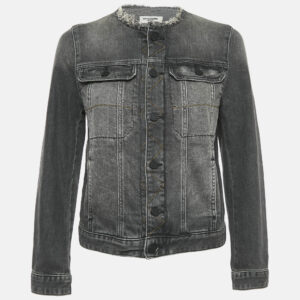 Zadig & Voltaire Grey Washed Denim Collar Neck Jacket M