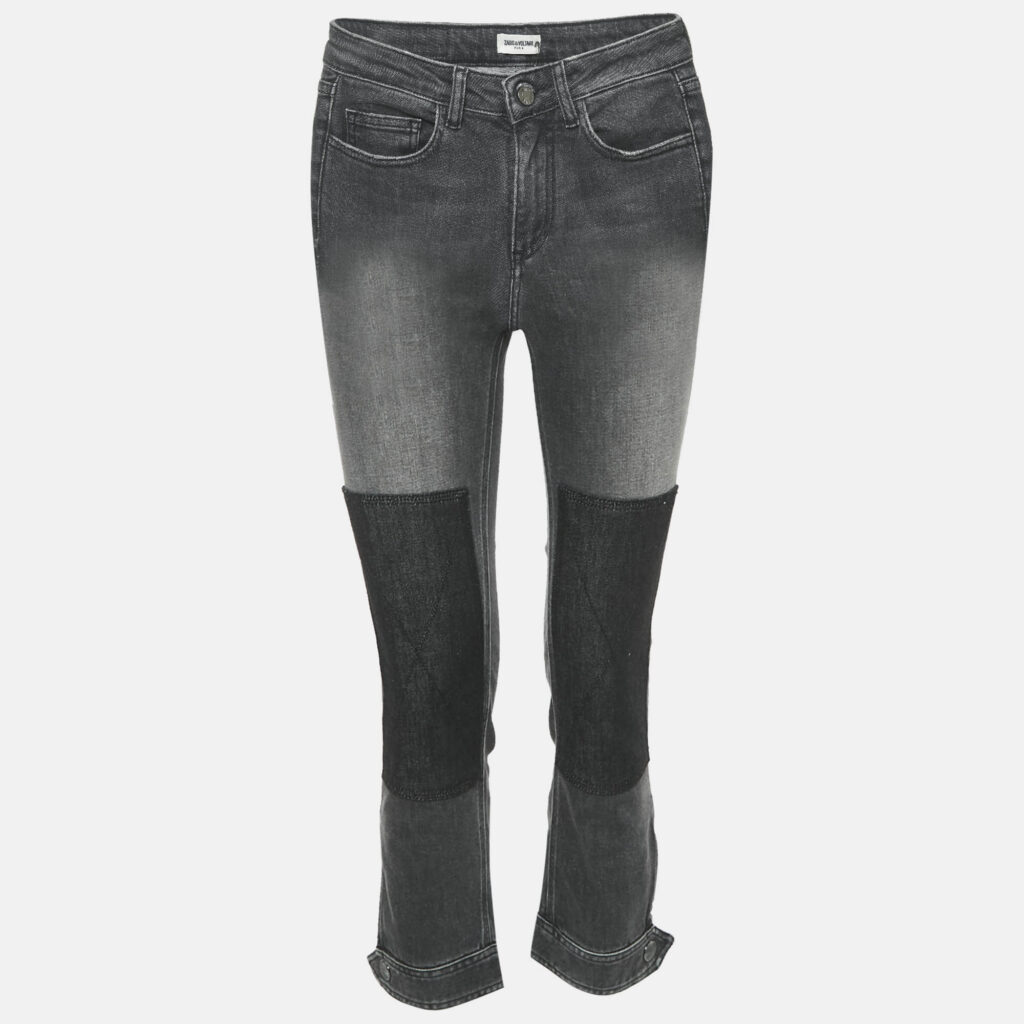 Zadig & Voltaire Grey Denim Skinny Eva Patch Jeans S Waist 25"