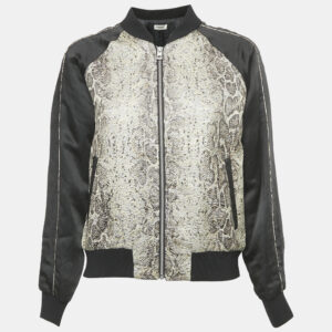 Zadig & Voltaire Deluxe Grey Jacquard and Satin Billy Snake Jacket M