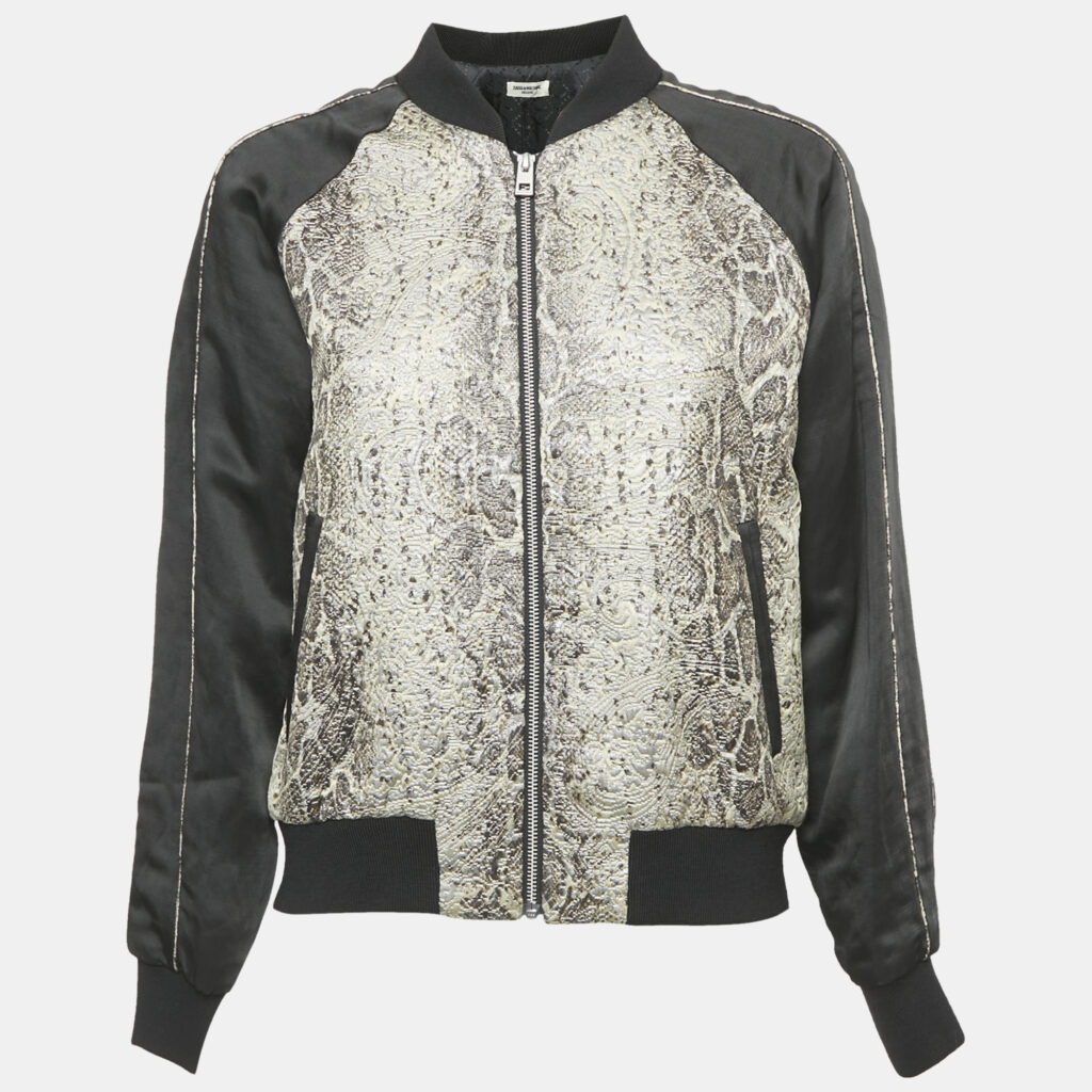 luxury-women-zadig-and-voltaire-new-clothes-p1152469-006 Zadig & Voltaire Deluxe Grey Jacquard and Satin Billy Snake Jacket M