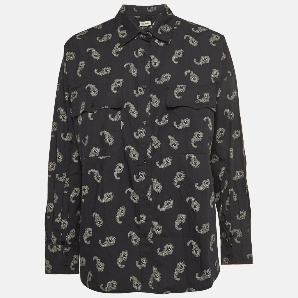 luxury-women-zadig-and-voltaire-new-clothes-p963336-003 Zadig & Voltaire Black Tamara Paisley Print Cotton Oversized Shirt XS