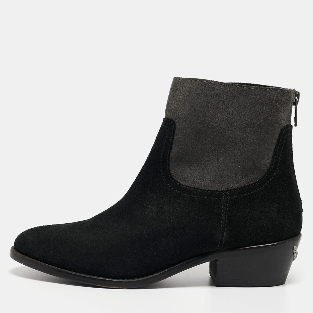 luxury-women-zadig-and-voltaire-new-shoes-p900464-012 Zadig & Voltaire Black/Grey Suede Teddy Ankle Boots Size 37