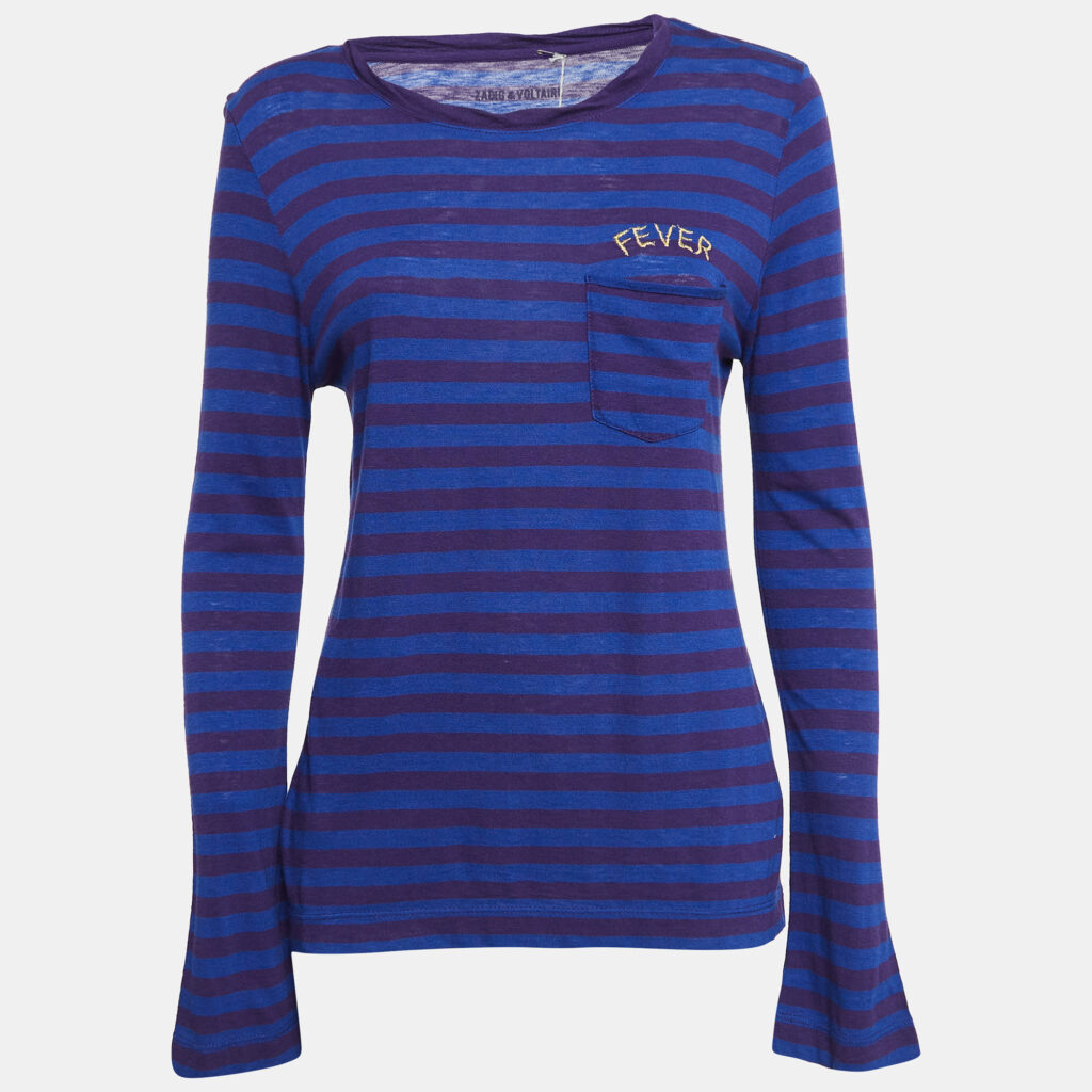 luxury-women-zadig-and-voltaire-used-clothes-p1041942-005 Zadig & Voltaire Blue/Purple Striped Jersey Regy T-Shirt S
