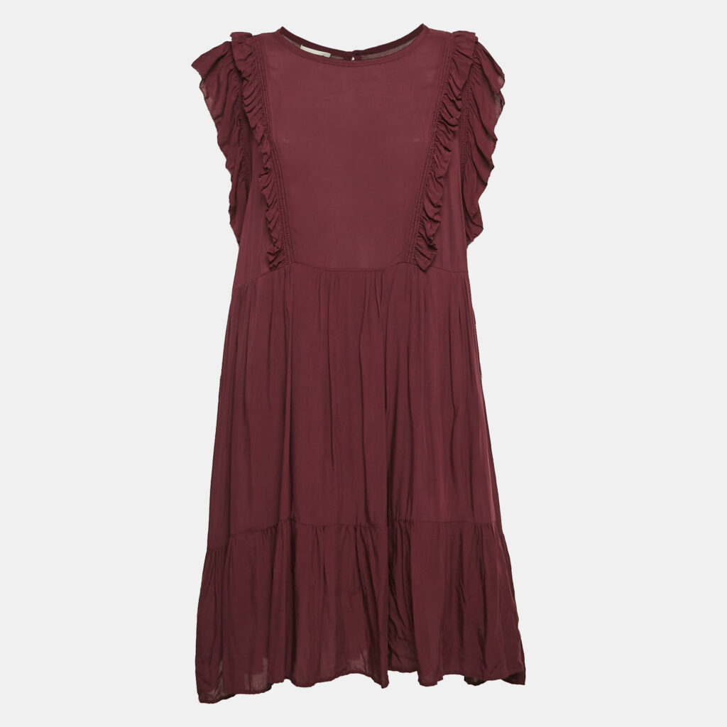 Zadig & Voltaire Burgundy Crepe Ruffled Short Dress L