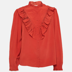 Zadig & Voltaire Red Silk Ruffled Taccora Blouse M