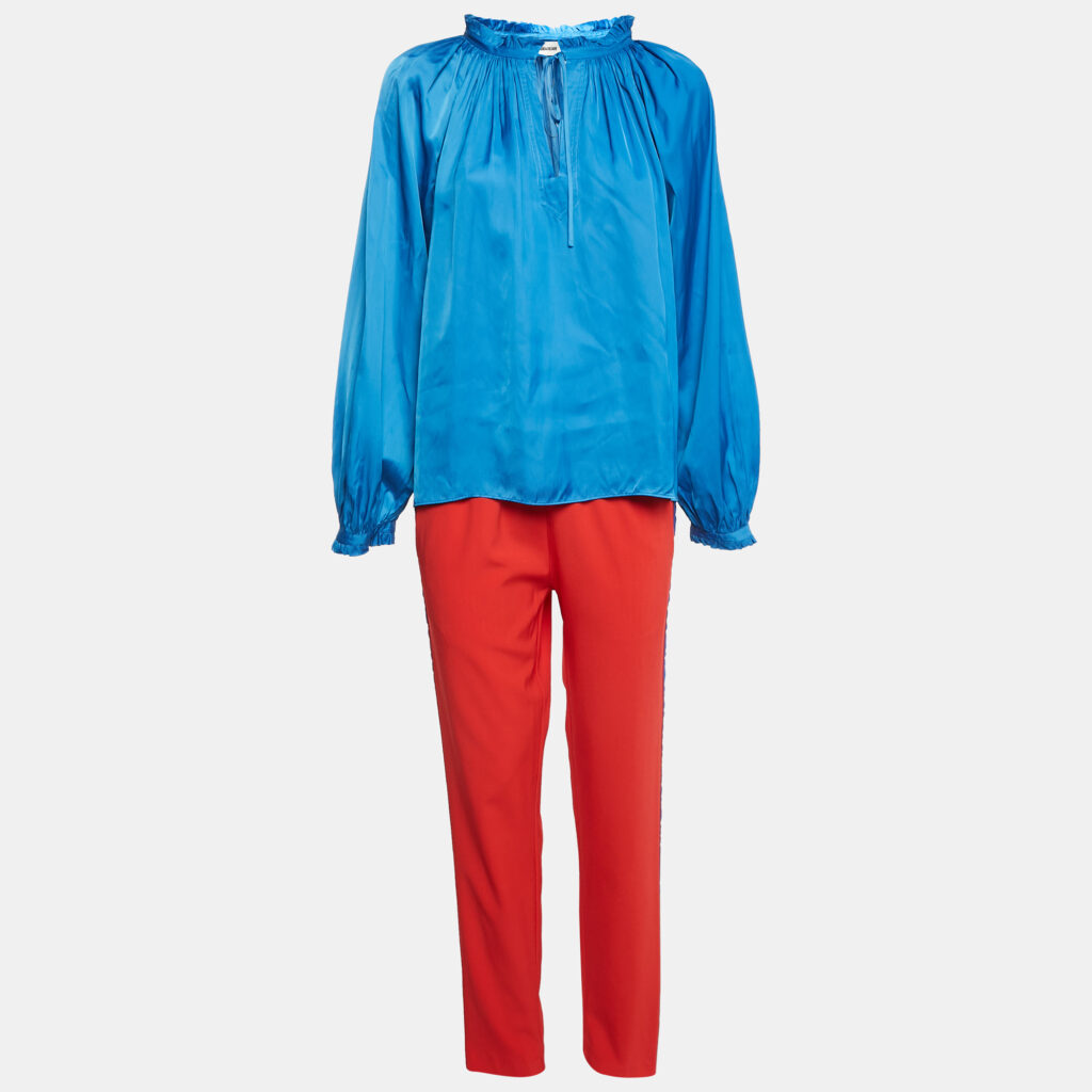 luxury-women-zadig-and-voltaire-used-clothes-p1093912-001 Zadig & Voltaire Blue Satin Ruffled Top and Pants Set L