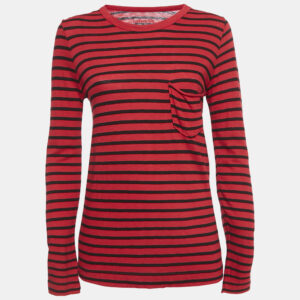 Zadig & Voltaire Red Reja Stripes Cotton Knit Long Sleeve T-Shirt S
