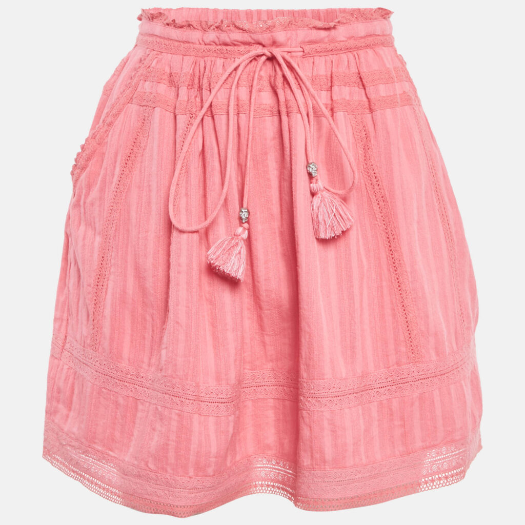 luxury-women-zadig-and-voltaire-used-clothes-p1136874-001 Zadig & Voltaire Pink Cotton Lace Trimmed Joxini Mini Skirt M