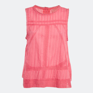 Zadig & Voltaire Pink Cotton Lace Trimmed Sleeveless Top L