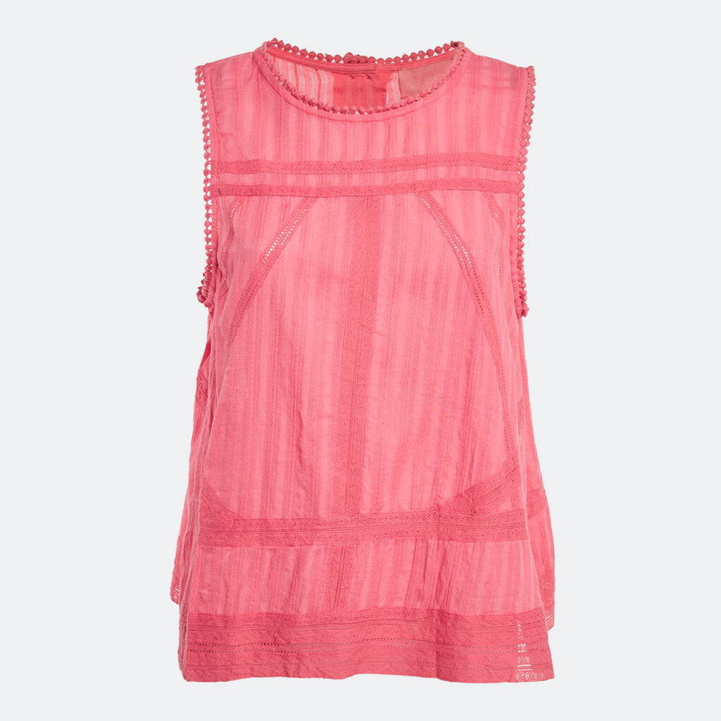 luxury-women-zadig-and-voltaire-used-clothes-p1136959-001 Zadig & Voltaire Pink Cotton Lace Trimmed Sleeveless Top L