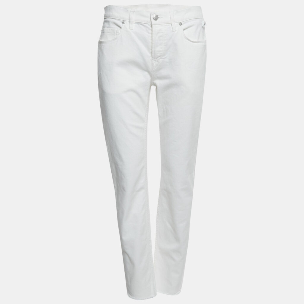 Zadig & Voltaire White Denim David Crop Jeans L Waist 31"