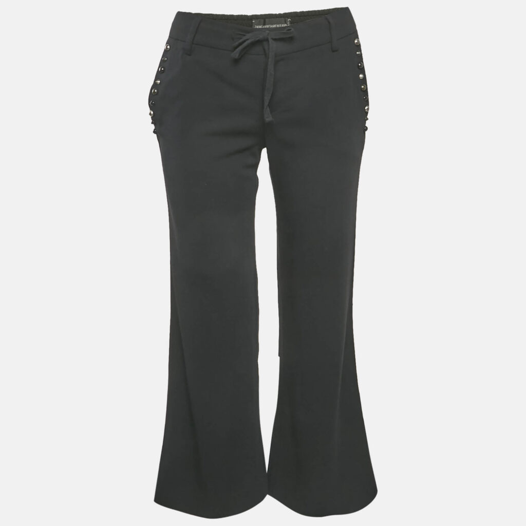 Zadig & Voltaire Deluxe Black Cotton Studded Pako Trousers S