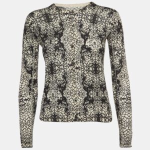 Zadig & Voltaire Black/White Abstract Print Cashmere Buttoned Cardigan S