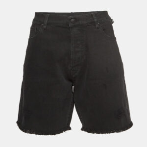 Zadig & Voltaire Black Distressed Denim Raw Edge Detail Shorts L Waist 34"