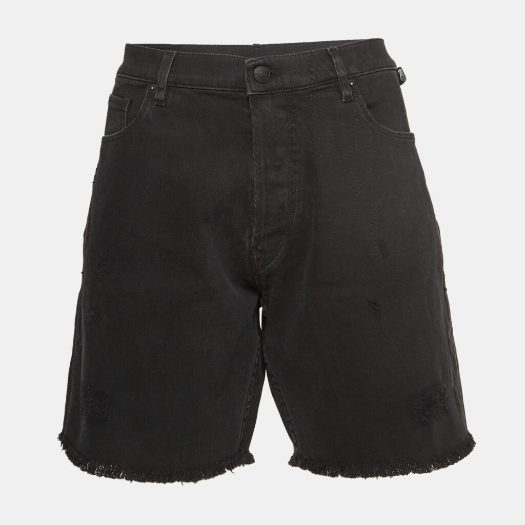 luxury-women-zadig-and-voltaire-used-clothes-p963347-001 Zadig & Voltaire Black Distressed Denim Raw Edge Detail Shorts L Waist 34"