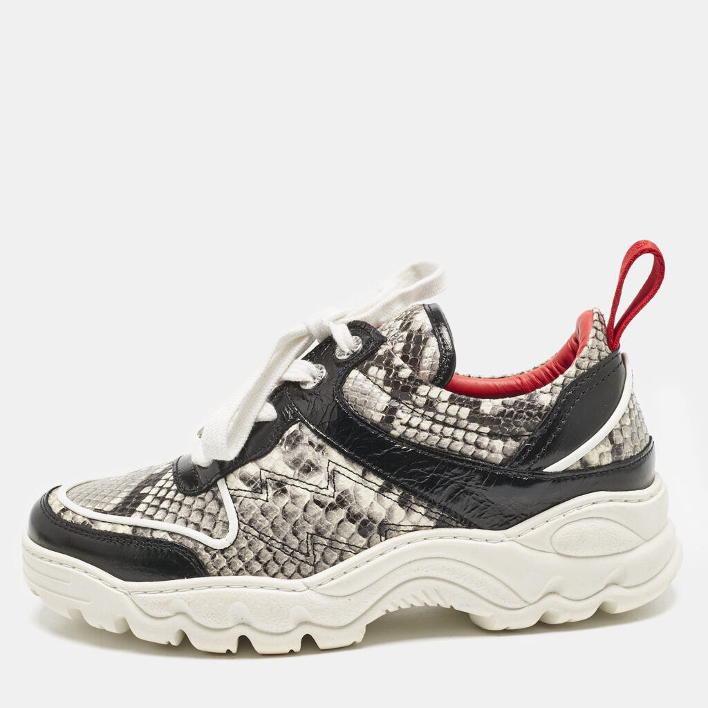 luxury-women-zadig-and-voltaire-used-shoes-p1130016-001 Zadig & Voltaire Black/Red Python Embossed and Leather Blaze Sneakers Size 38