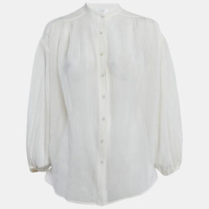 Zimmermann White Crinkle Cotton Voile Loose Fit Shirt M