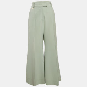Zimmermann Light Green Wool Blend Wide Leg Trousers XL