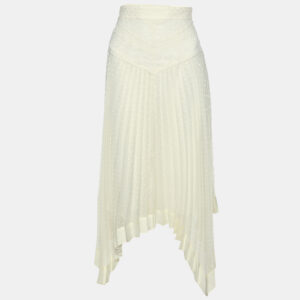 Zimmermann Cream Espionage Sunburst Pleated Lace Skirt L