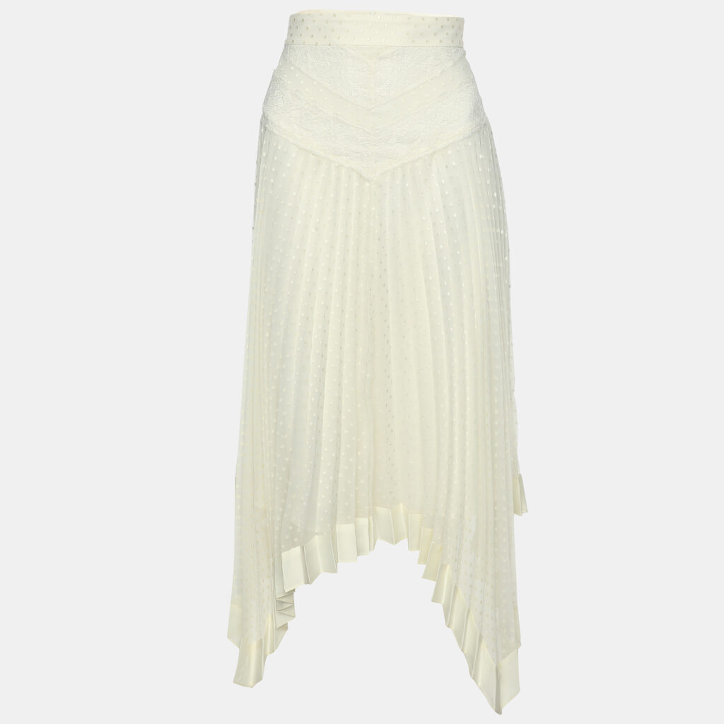 luxury-women-zimmermann-used-clothes-p1140957-001 Zimmermann Cream Espionage Sunburst Pleated Lace Skirt L