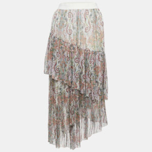 Zimmermann Multicolor Paisley Print Chiffon Tiered Midi Skirt M