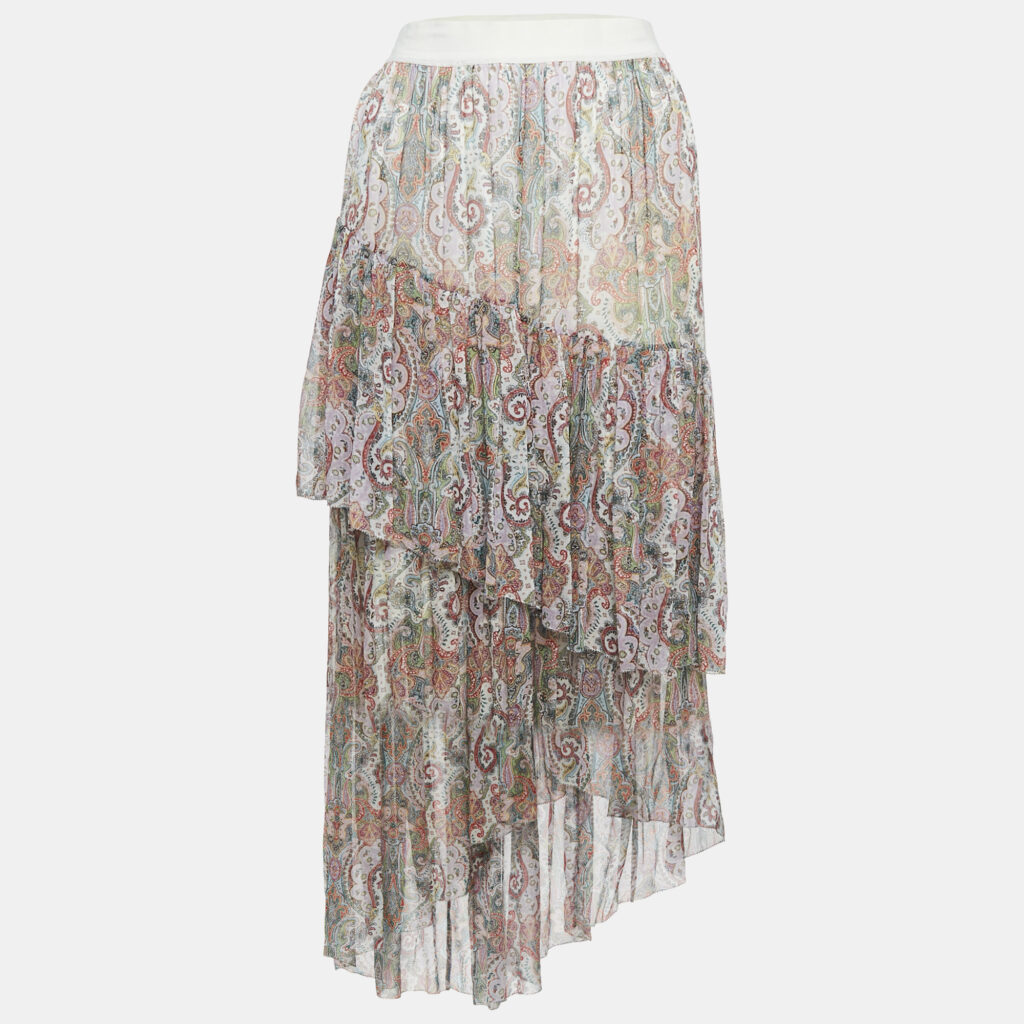 luxury-women-zimmermann-used-clothes-p1141549-002 Zimmermann Multicolor Paisley Print Chiffon Tiered Midi Skirt M