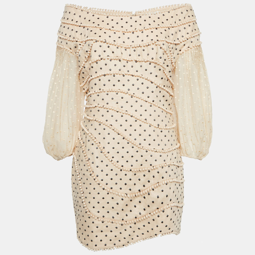 luxury-women-zimmermann-used-clothes-p1145400-004.jpg Zimmermann Peach Pink Linen Painted Heart Contour Mini Dress L