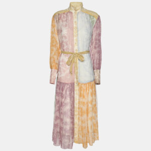zimmermann multicolor crinkle silk georgette dancer lantern midi dress xs