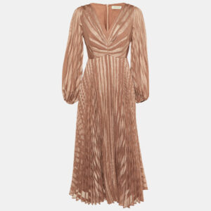 Zimmermann Ballet Pink Burnout Sunray Pleated Midi Dress M