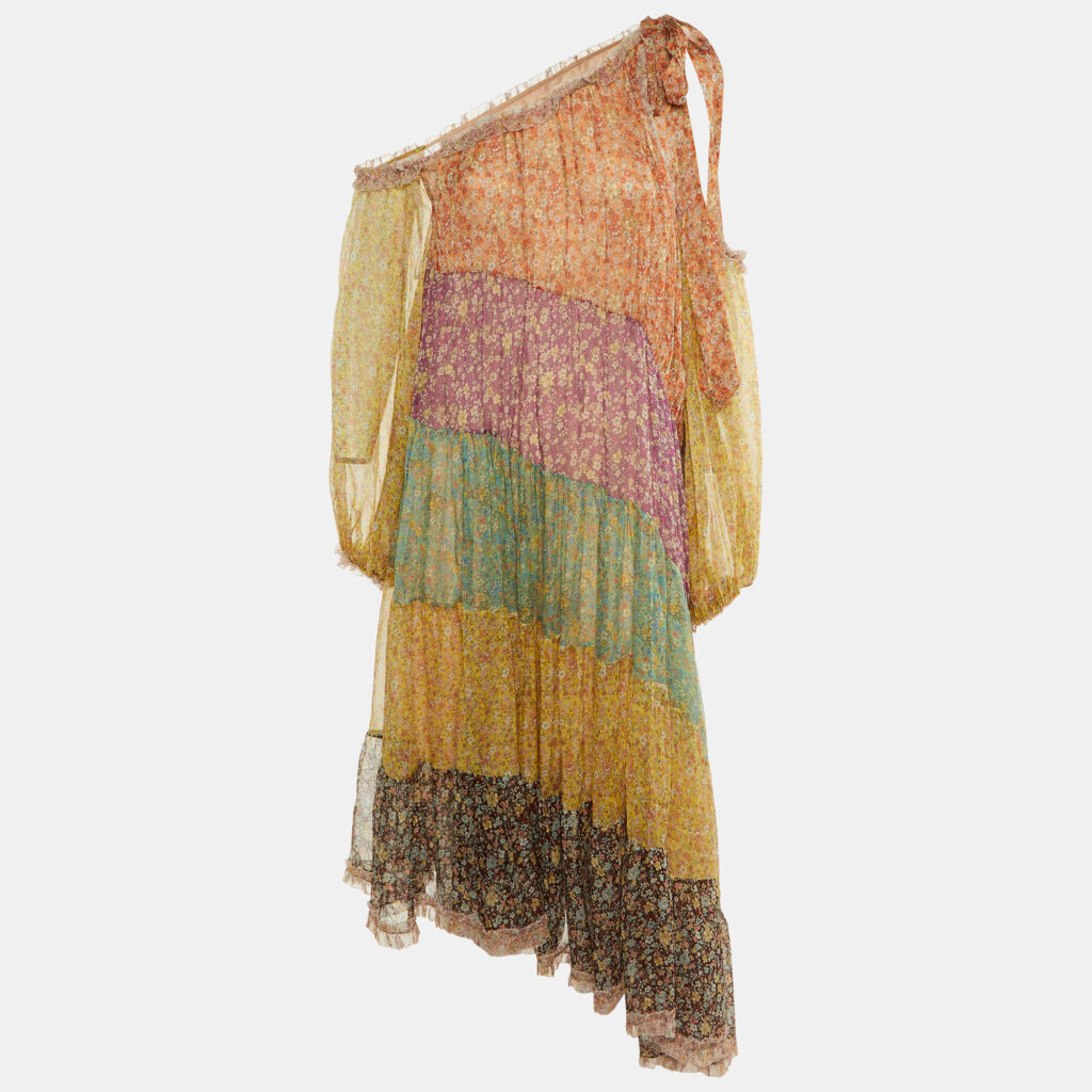 luxury-women-zimmermann-used-clothes-p1167011-002 Zimmermann Multicolor Floral Print Silk Paneled Carnaby Midi Dress L