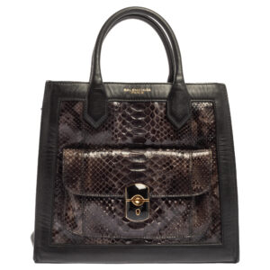 Balenciaga-Black-Leather-and-Python-Padlock-All-Afternoon-Tote
