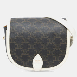 Celine-Brown-Medium-Triomphe-Coated-Canvas-Folco-Crossbody-Bag