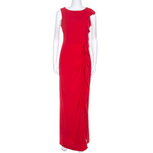 CH-Carolina-Herrera-Red-Crepe-Ruffle-Detail-Sleeveless-Maxi-Dress-S