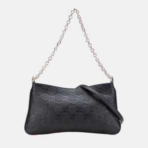 Gucci-Black-Medium-GG-Emblem-Embossed-Leather-Shoulder-Bag