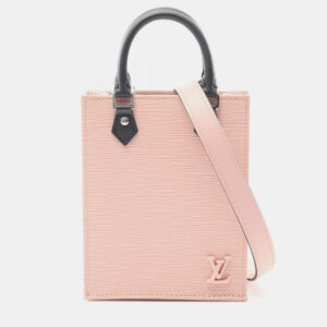 Louis-Vuitton-Petit-Sac-Plat-Black/Pink-Epi-Leather-Shoulder-Bag