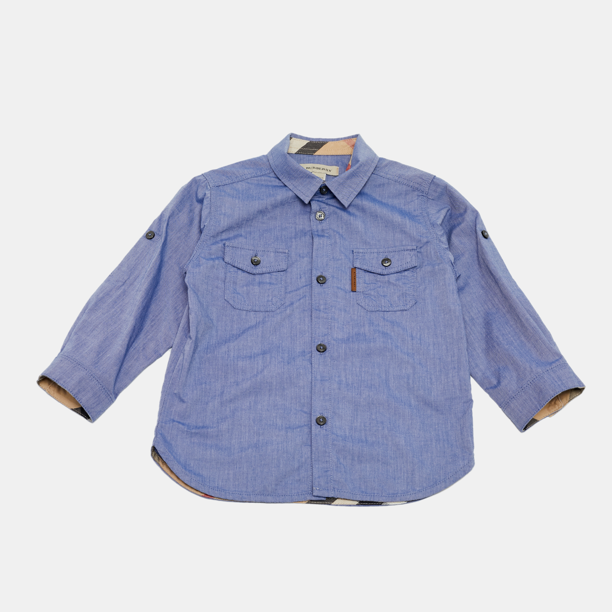 burberry kids blue chambray shirt 2 yrs