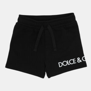 dolce & gabbana black knit logo print shorts 6-9 month