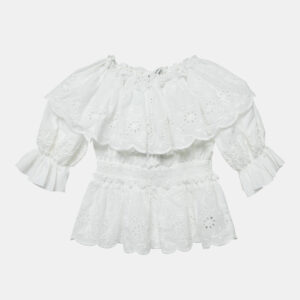 dolce & gabbana white broderie anglaise cotton ruffled top 4 yrs