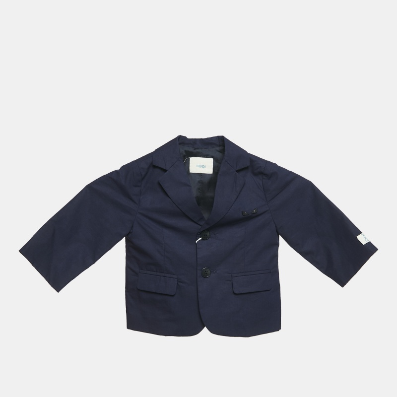 luxury-kids-fendi-new-boys-p1144960-1746708659-001.jpg Fendi Kids Midnight Blue Cotton Blazer 9 M