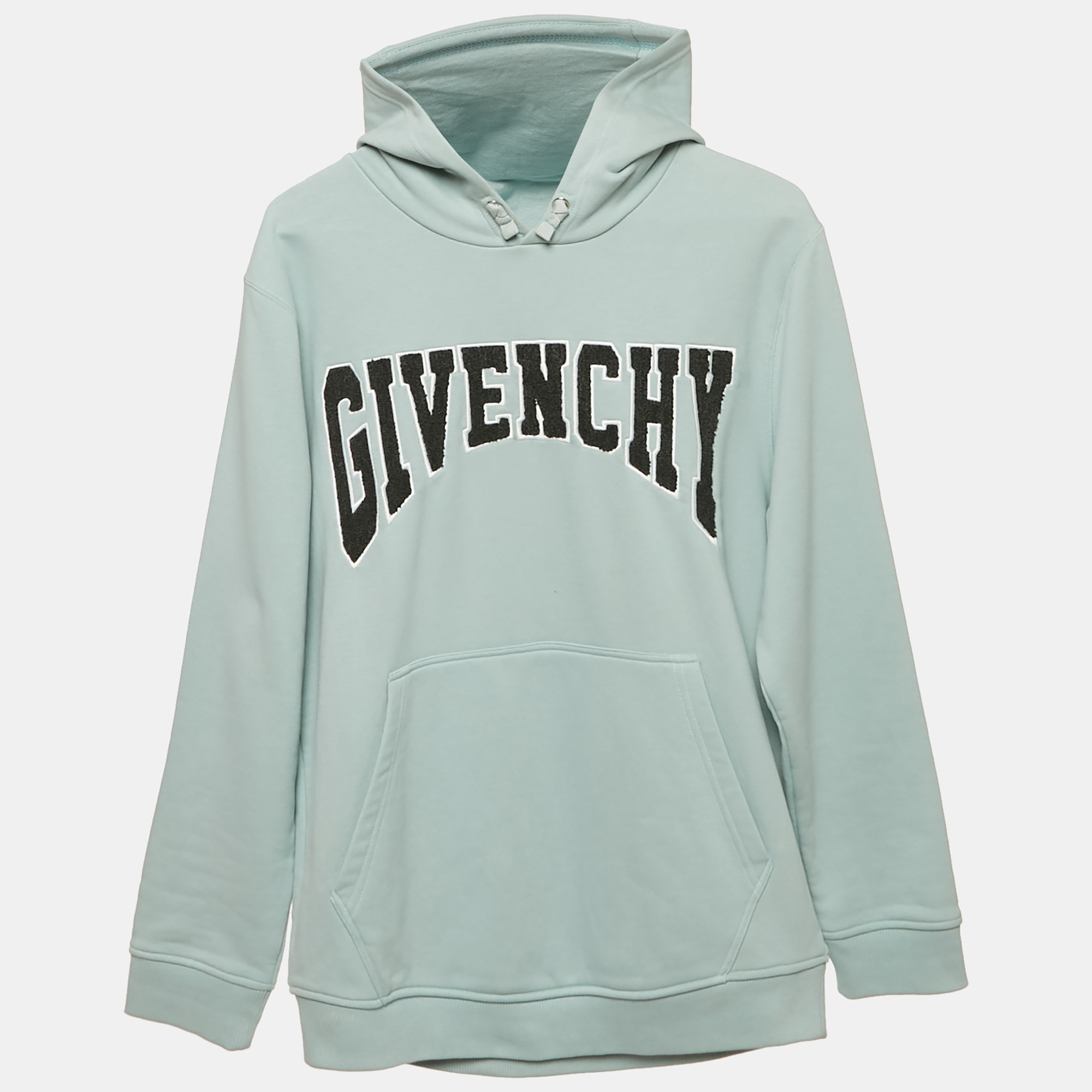 givenchy kids blue logo embroidered hoodie 12+ yrs