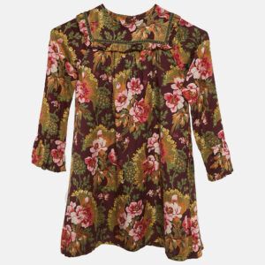 kenzo kids burgundy floral print crepe ruffled dress 6 yrs