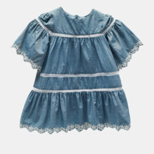 moncler kids blue cotton eyelet embroidered dress 4 yrs