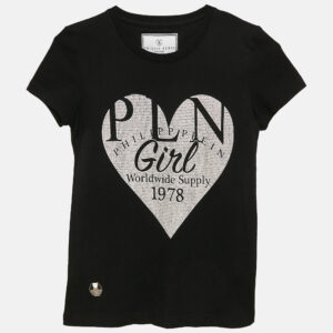 philipp plein junior black crystal jersey t-shirt 8-9 yrs