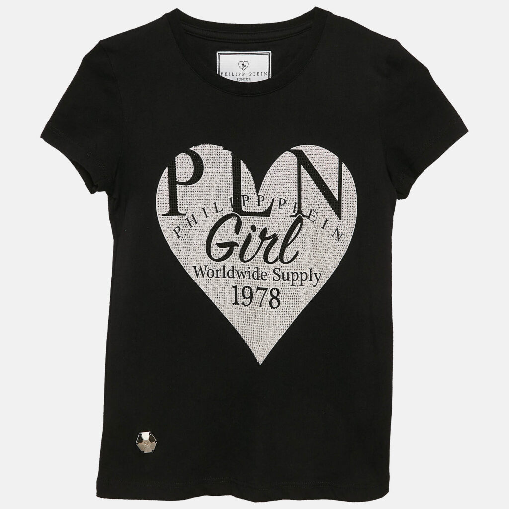 Philipp Plein Junior Black Crystal Jersey T-Shirt 8-9 Yrs