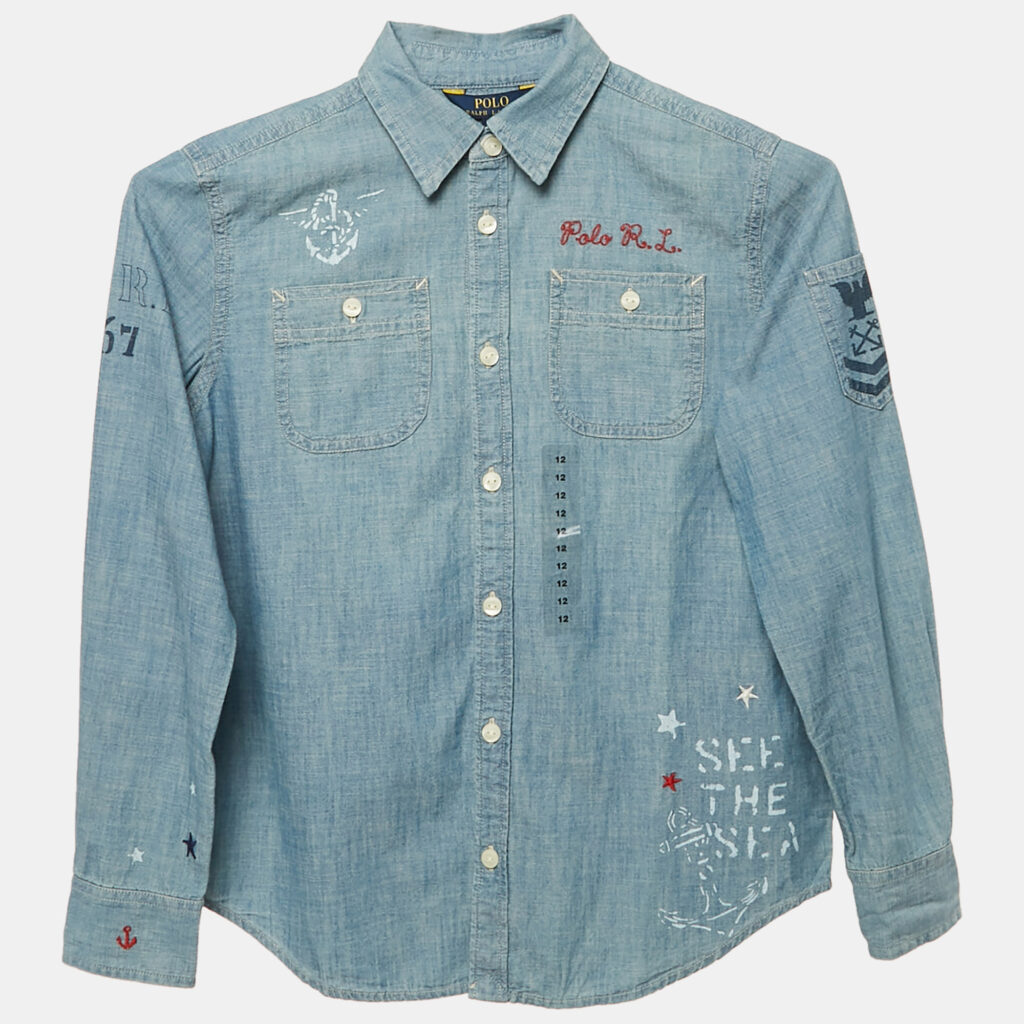 luxury-kids-polo-ralph-lauren-used-girls-p1128125-004.jpg Polo Ralph Lauren Kid Blue Sea Print Denim Shirt 12 Yrs
