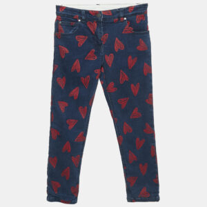 stella mccartney kids blue heart print denim jeans 8 yrs waist 24"