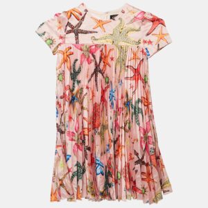 versace kids pink starfish print satin plisse dress 8 yrs