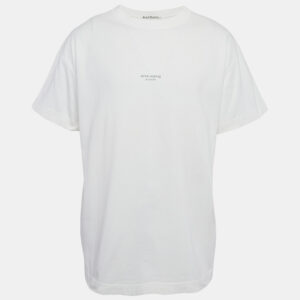 acne studios white logo print cotton crewneck t-shirt m