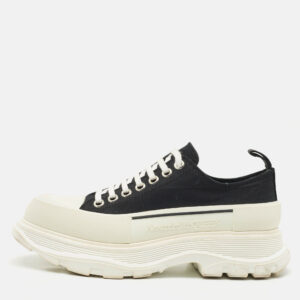 alexander mcqueen black canvas tread slick sneakers size 41